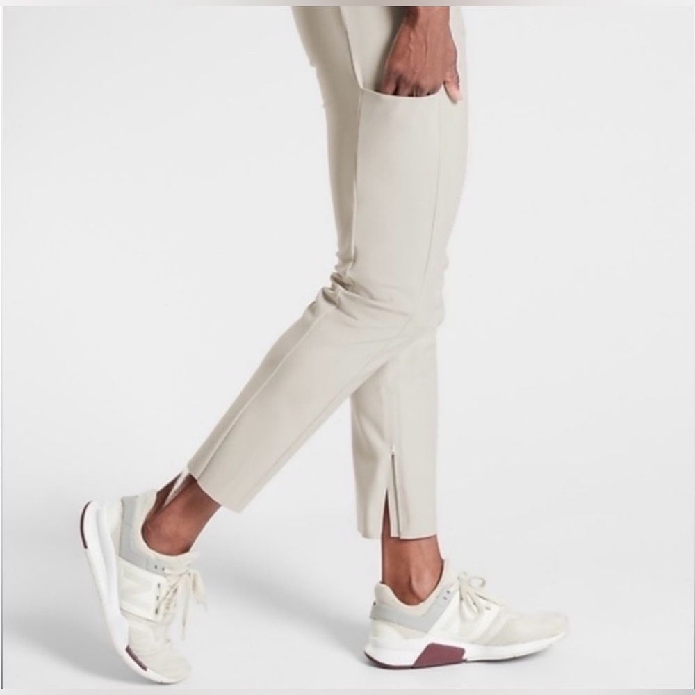 Athleta Stellar Trouser Beige Athleisure Travel Lounge Classic Active - Picture 2 of 10